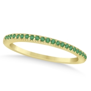 Emerald Accented Wedding Band 14k Yellow Gold 0.21ct - All
