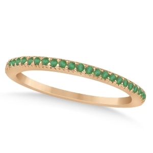 Emerald Accented Wedding Band 14k Rose Gold 0.21ct - All