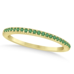 Emerald Accented Wedding Band 18k Yellow Gold 0.21ct - All