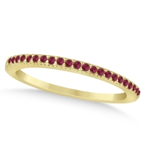 Ruby Accented Wedding Band 14k Yellow Gold 0.21ct - All
