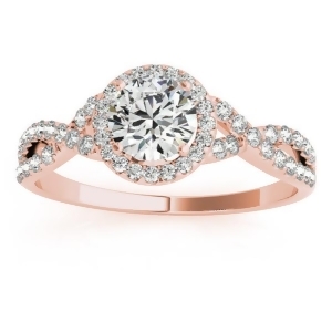 Twisted Infinity Halo Engagement Ring Setting 14k Rose Gold 0.20ct - All
