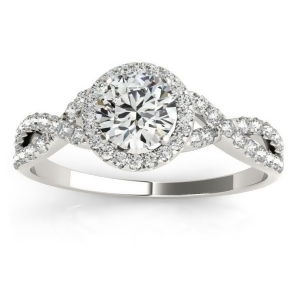 Twisted Infinity Halo Engagement Ring Setting 18k White Gold 0.20ct - All