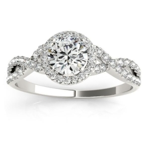 Twisted Infinity Halo Engagement Ring Setting Platinum 0.20ct - All