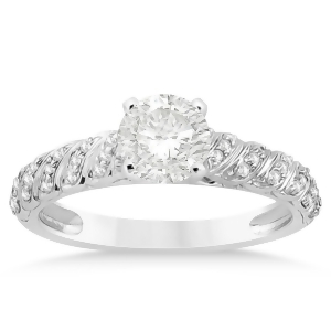 Diamond Swirl Engagement Ring Setting 18k White Gold 0.17ct - All