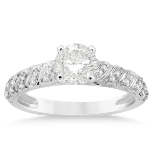 Diamond Swirl Engagement Ring Setting Platinum 0.17ct - All