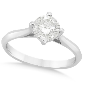 Round Solitaire Diamond Engagement Ring 18k White Gold 1.00ct - All