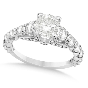 Round Graduating Diamond Engagement Ring Palladium 2.13ct - All