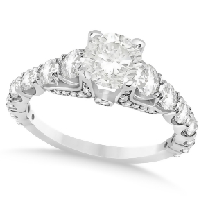 Round Graduating Diamond Engagement Ring Platinum 2.13ct - All