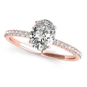 Diamond Accented Oval Shape Engagement Ring 14k Rose Gold 0.75ct - All