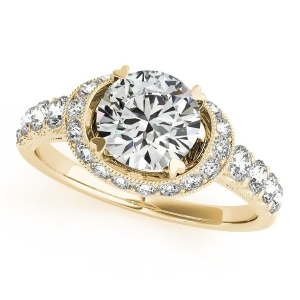 Diamond Frame Engagement Ring with Side Stones 14k Yellow Gold 1.64ct - All