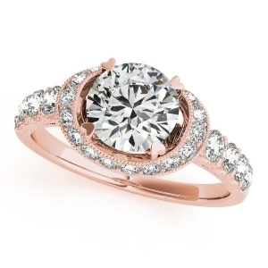 Diamond Frame Engagement Ring with Side Stones 14k Rose Gold 1.64ct - All