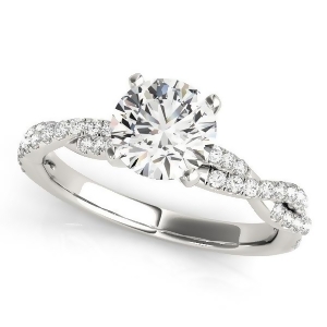 Diamond Twist Sidestone Accented Engagement Ring 18k White Gold 1.69ct - All