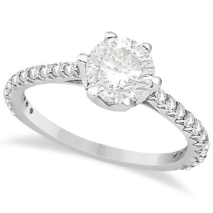 Side Stone Six Prong Diamond Engagement Ring Platinum 1.33ctw - All