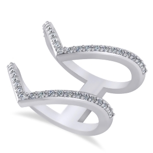 Diamond Double V Chevron Fashion Ring 14K White Gold 0.51ct - All