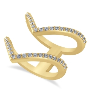 Diamond Double V Chevron Fashion Ring 14K Yellow Gold 0.51ct - All