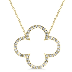 Diamond Clover Pendant Necklace 14K Yellow Gold 0.40ct - All