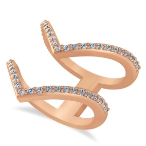 Diamond Double V Chevron Fashion Ring 14K Rose Gold 0.51ct - All