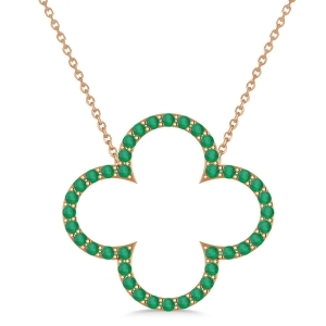 Emerald Clover Pendant Necklace 14K Rose Gold 0.40ct - All