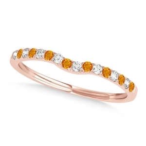 Diamond and Citrine Contoured Wedding Band 14k Rose Gold 0.11ct - All