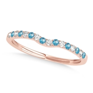 Diamond and Blue Topaz Contoured Wedding Band 14k Rose Gold 0.11ct - All