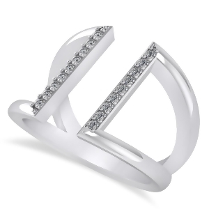 Diamond Double Bar Fashion Ring 14K White Gold 0.18ct - All