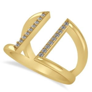 Diamond Double Bar Fashion Ring 14K Yellow Gold 0.18ct - All