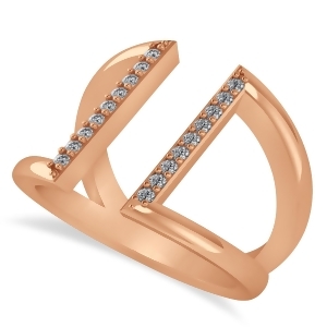 Diamond Double Bar Fashion Ring 14K Rose Gold 0.18ct - All