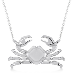 Island Crab Pendant Necklace 14K White Gold - All