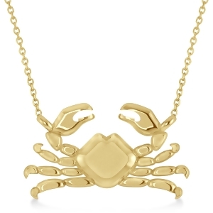 Island Crab Pendant Necklace 14K Yellow Gold - All