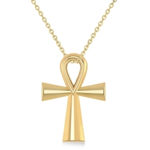 Petite Ankh Egyptian Cross Pendant Necklace 14k Yellow Gold - All