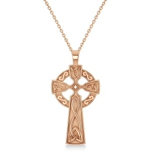 Religious Celtic Cross Pendant Necklace 14k Rose Gold - All