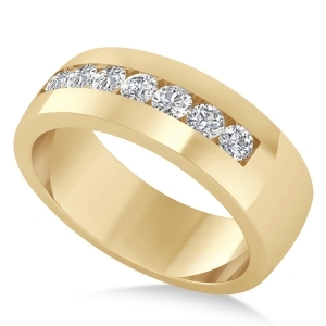 Men's Diamond Channel Set Ring Wedding Band 14k Yellow Gold 0.49ct - All