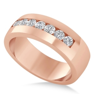 Men's Diamond Channel Set Ring Wedding Band 14k Rose Gold 0.49ct - All