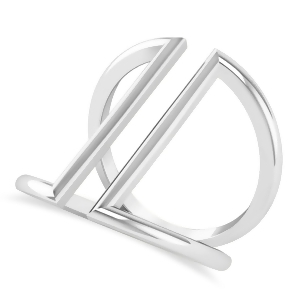 Abstract Double Bar Fashion Ring 14K White Gold - All