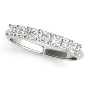 Diamond Princess-cut Wedding Band Ring 18k White Gold 0.70ct - All