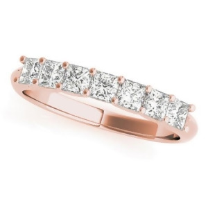 Diamond Princess-cut Wedding Band Ring 18k Rose Gold 0.70ct - All