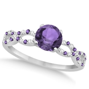 Diamond and Amethyst Infinity Engagement Ring 14k White Gold 1.70ct - All