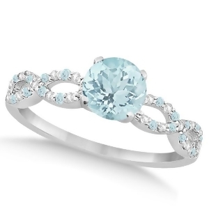 Diamond and Aquamarine Infinity Engagement Ring 14k White Gold 2.00ct - All