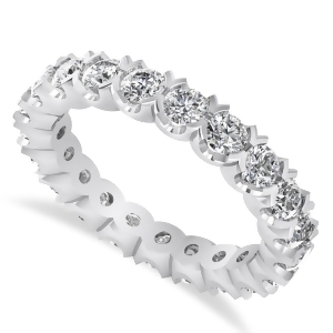 Diamond Eternity Wedding Band Ring 14K White Gold 2.10ct - All