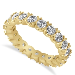 Diamond Eternity Wedding Band Ring 14K Yellow Gold 1.05ct - All