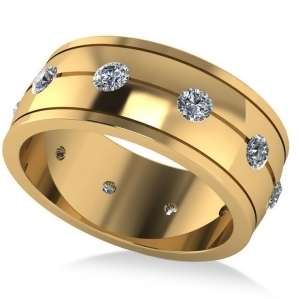 Men's Diamond Ring Eternity Wedding Band 14k Yellow Gold 1.00ct - All