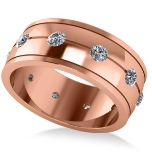 Men's Diamond Ring Eternity Wedding Band 14k Rose Gold 1.00ct - All
