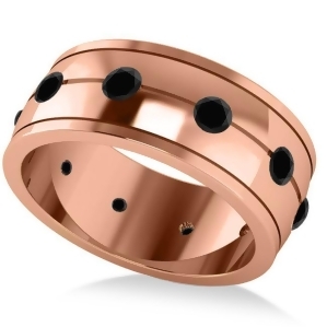 Men's Black Diamond Ring Eternity Wedding Band 14k Rose Gold 1.00ct - All