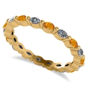 Diamond and Citrine Marquise Wedding Ring Band 14k Yellow Gold 0.74ct - All