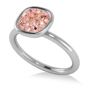 Cushion Cut Pink Morganite Solitaire Engagement Ring 14k White Gold 1.90ct - All