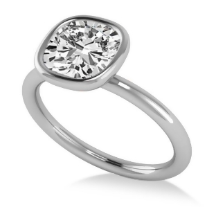 Cushion Cut Diamond Solitaire Engagement Ring 14k White Gold 1.40ct - All