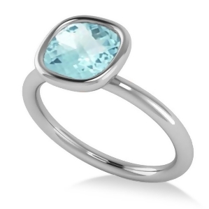Cushion Cut Aquamarine Solitaire Engagement Ring 14k White Gold 1.90ct - All