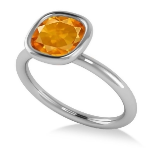 Cushion Cut Citrine Solitaire Engagement Ring 14k White Gold 1.90ct - All