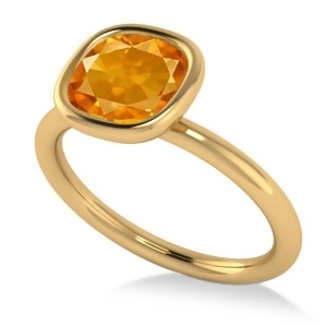 Cushion Cut Citrine Solitaire Engagement Ring 14k Yellow Gold 1.90ct - All
