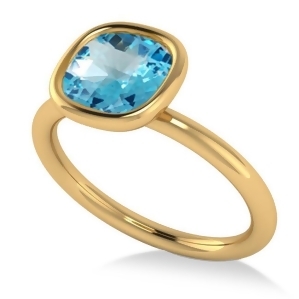 Cushion Cut Blue Topaz Solitaire Engagement Ring 14k Yellow Gold 1.90ct - All